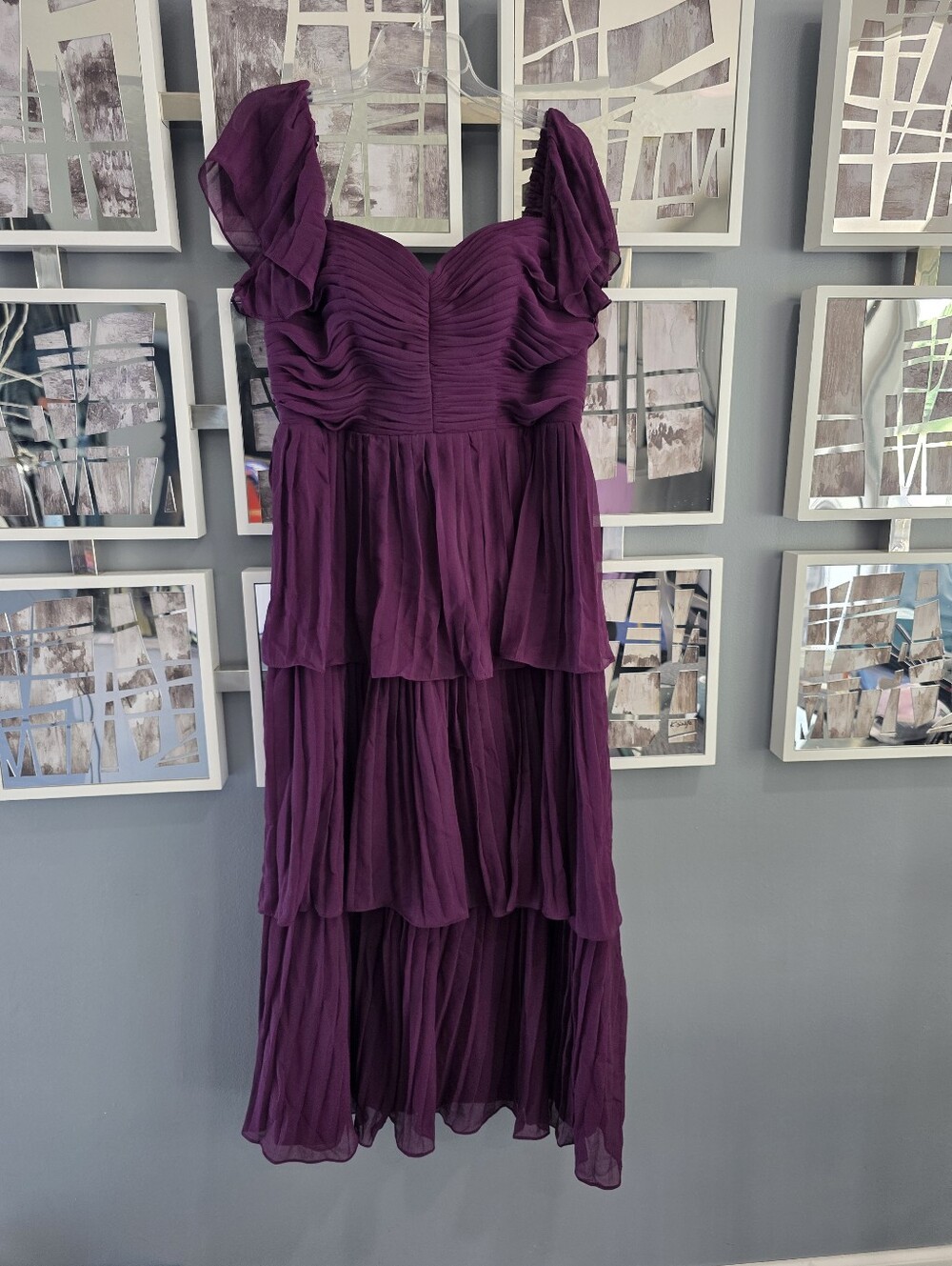Purple Tiered Ruffle Maxi Dress. Size 14